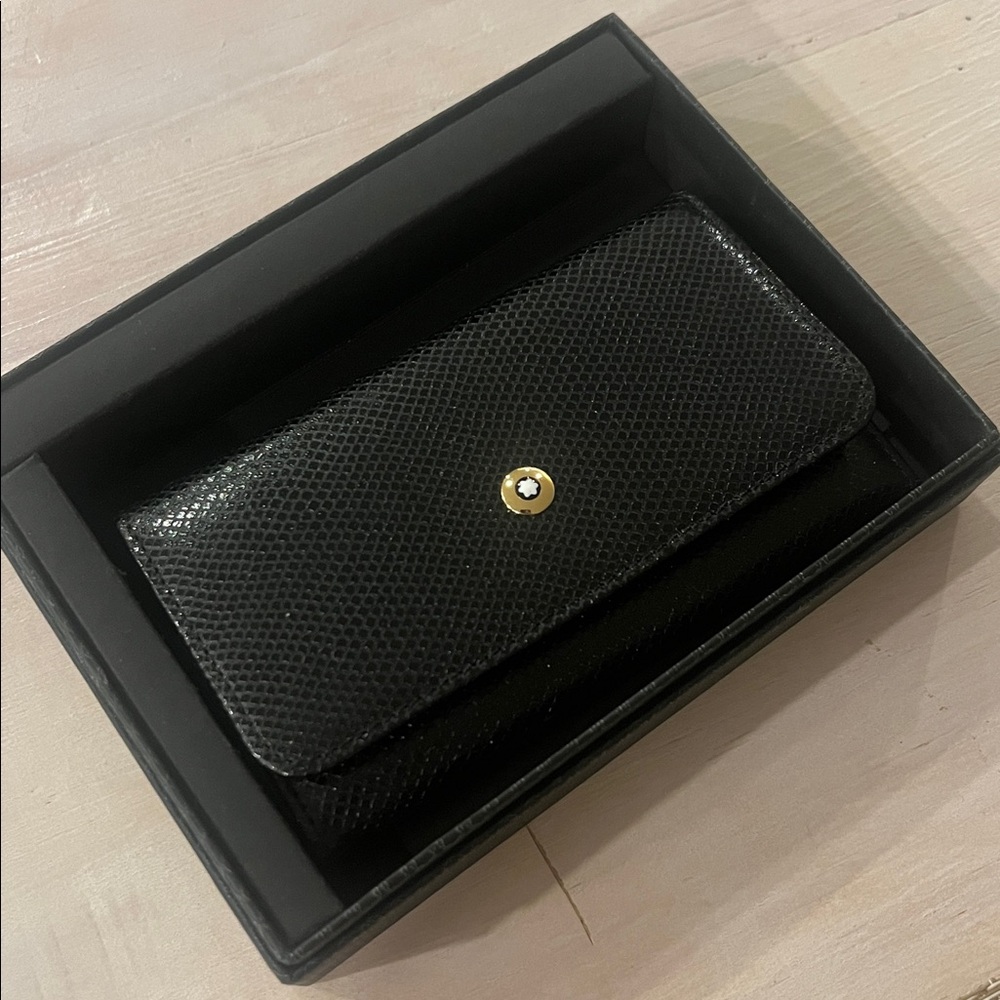 Montblanc Black Leather Key Trifold Wallet NIB